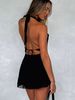 Women's Hollow Suspender Mini Dress, Solid Color Sexy Summer Vacation Clothing,concert Outfits For Women,halloween Clothes_ecoleips.com