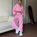 Women's Cropped Hoodie Jogger Pants Set Oversized Pullover Drawstring Waist Zip-Up Detail Casual Loungewear Two-Piece Multiple Colors_ecoleips.com