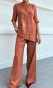 Women's Elegant Casual Two Piece Set European And American Style Solid Color Cotton And Linen Blend Cross Border Fashion_ecoleips.com