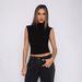 2025 Cross-Border European And American Women's Fashion TK Summer Half High Neck Solid Color Slim Fit Sleeveless_ecoleips.com