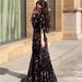 Elegant Floral Print Midi Dress – Spring V-Neck Ruffled Sleeve Fishtail Dress (White/Black, S-Xxl)_ecoleips.com
