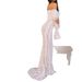 Women's Off-the-Shoulder Lace Dress Ethereal Bell Sleeve Fitted Waist Strapless Fishtail Alluring Sexy Spring_ecoleips.com
