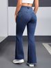 K Jeans, Women's Versatile Flared Trimming, Fashionable And Casual Heart-shaped Perforated Flared Pants_ecoleips.com