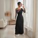 K New Retro Party Round Neck Mesh Embroidered Patchwork Long Sleeved Dress With Waist Cinching_ecoleips.com