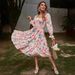 2026 New European And American Foreign Trade Bestseller Square Neck Flared Sleeve High Waist Loose Long Dress_ecoleips.com