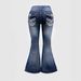 Women's Heavy Duty Embroidered Flared Jeans Vintage Washed And Distressed Sexy Style Blue plus Size Clothes_ecoleips.com