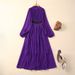 Women's Clothing Light Luxury Purple Dress Dress Niche Temperament Stand Up Collar Pleated Elegant Long Skirt For Women_ecoleips.com