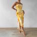 Women's Clothing Pleated Sexy Slit Tube Top Dress_ecoleips.com