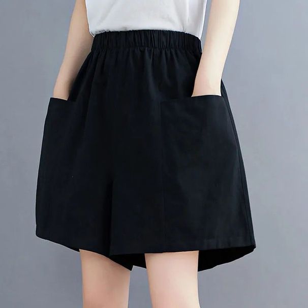Aria Basics Aria Basics European And American Street Fashion Women's Plus-size Wide-leg Casual Pure Cotton Shorts, New Summer 2025 Collection_ecoleips.com