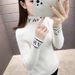 Women's Faux Mink Knit Sweater - Soft Winter Pullover With Semi-High Neck, Elegant Casual Long Sleeve Top For Office & Daily Wear_ecoleips.com