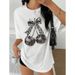 European Size Women's Oversized Casual Top Pure Cotton Leopard Print Cherry Graphic EZwear_ecoleips.com