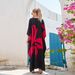 Bohemian Print Batwing Sleeve Cover-Up Dress - Lightweight Beach Kimono For Women, Bikini Wrap, Plus Size Vacation Tunic, Quick-Dry Polyester_ecoleips.com
