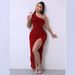 Women's Clothing Summer New Sequined Sleeveless Slit Ankle Tight Sequined Dress_ecoleips.com