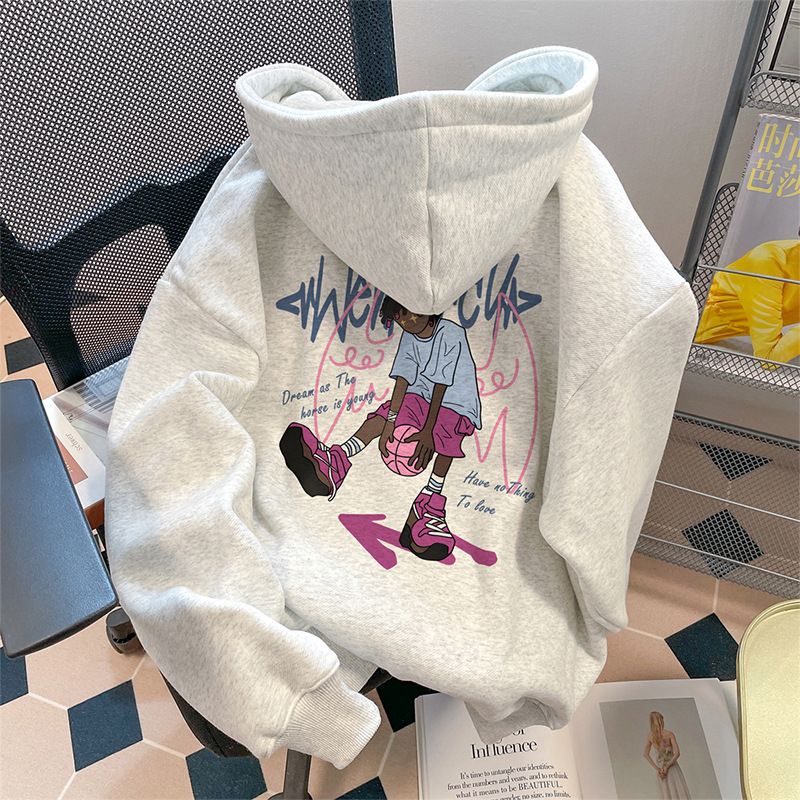 Trendy Men's Hooded Sweatshirt Fleece Lined Thick Warm Top American Style Loose Fit Couple's Autumn Winter Fashion_ecoleips.com
