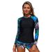Voya New European And American Style Two-piece Swimsuit For Trade, Sports Print Long-sleeve Swimwear, Surfing_ecoleips.com