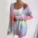Autumn And Winter European And American Foreign Trade Sweater Women's Cardigan JacketCross Border Rainbow Tie Dye Twist Long Sleeved Knitted Sweater_ecoleips.com