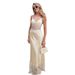 Spring/Summer Fashion Deep V Neck See through Backless Long Dress Sexy Spaghetti Strap Lace Patchwork European American Style Women's Dress_ecoleips.com