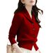 Women's Clothing Fashionable Of The Festive Red Long Sleeved Lapel Knitted Cardigan Top In Autumn And Winter_ecoleips.com