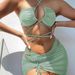 Verve 2025 New Women's Swimsuit Solid Color Mesh Skirt Sexy Bikini Three-Piece Set Swimwear_ecoleips.com