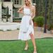 Women's Clothing New Solid Color Hollow Lace Sleeveless Suspender Dress Female_ecoleips.com