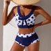 Aria Basics Swimsuit European And American Bikini Navy Blue Polka Dot Two-Piece Set Cross-Border E-commerce Foreign Trade_ecoleips.com