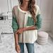 girl 2025 Autumn Winter New European And American Style Pullover Knitted Long Sleeve Loose Color Block Cable Knit Sweater_ecoleips.com