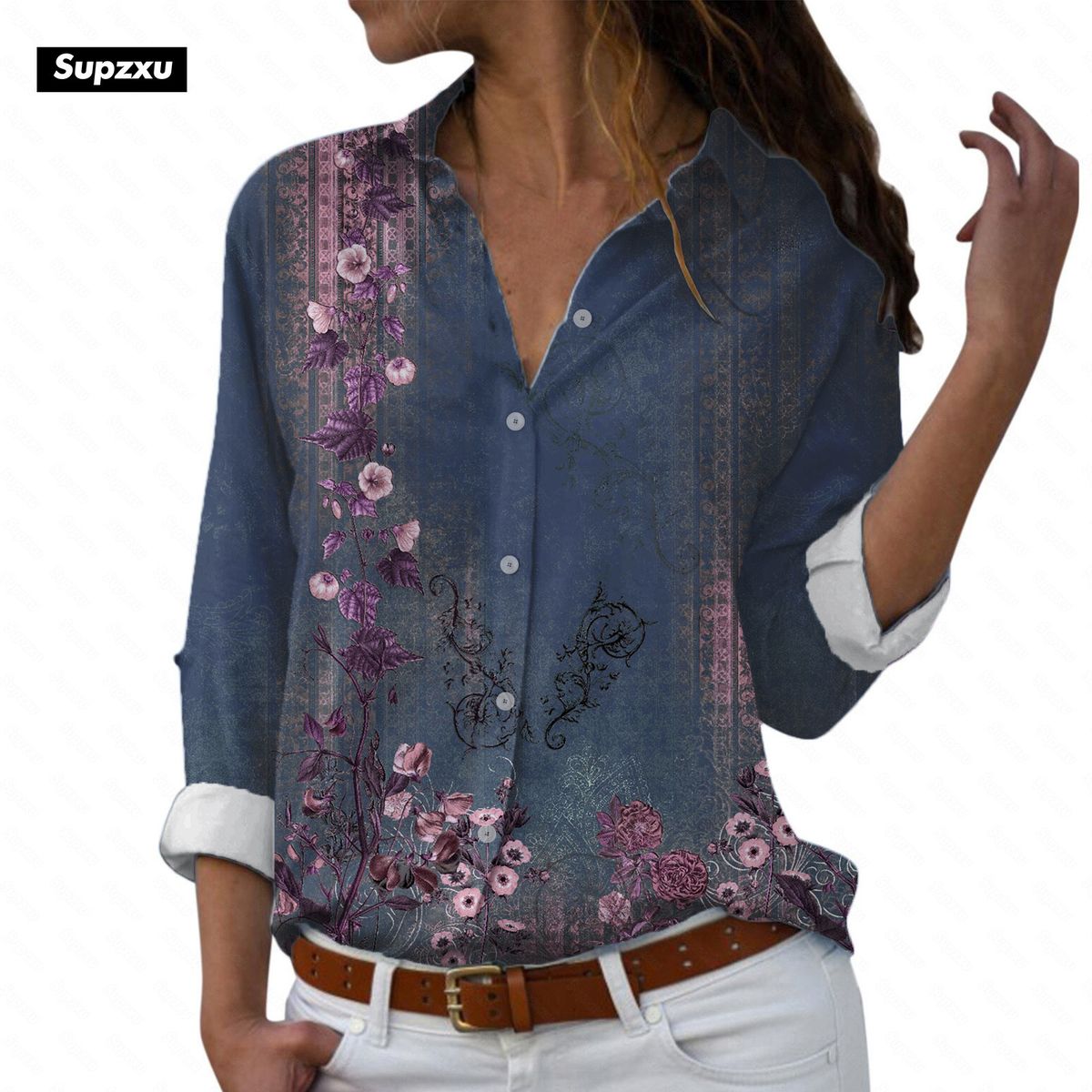 Verve 2025 Fashion Women's Printed Loose Urban Girl Long Sleeve Shirt Digital Top_ecoleips.com
