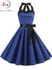Polka Dot Dress Women Vintage Swing Halter Belt 50s 60s Rockabilly Prom Party Dresses Retro Feminino Vestidos_ecoleips.com