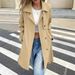 "Elegant Belted Trench Coat For Women - Slim-Fit Long Jacket With Button Front & Pockets, Khaki (S-XXL)"_ecoleips.com