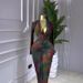 Women's Long Sleeved Pleated Dress European And American Style V Neck High Elasticity Sexy Print Dress_ecoleips.com