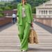 Women’s Clothing Spring New Fashion Casual Cotton Solid Color Long Sleeved Shirt Trousers Suit Women_ecoleips.com