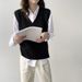 K New Loose Versatile Lazy Style Pullover V-neck Vest No-sleeve Knitted Cardigan Sweater For Women. No Inner Garment And Bag._ecoleips.com
