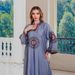 Verve Muslim Abaya Women's Embroidered Detail Dress Loose Clothing Long Robe_ecoleips.com