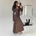 Cross-border Polka Dot Long-sleeve Dress, European And American 2026 Summer New Women's Ruched V-neck Bell-sleeve_ecoleips.com