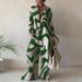 Women's Clothing New Product Set, Fashionable Printed Loose Long Sleeved Shirt + Straight Trousers For Women_ecoleips.com