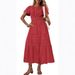 Women's Clothing Spring And Summer New Fashion V Neck Pleated Puff Sleeve Layered Swing Dress_ecoleips.com