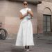Talenza White Polka Dot Long Dress Summer Sexy High-Waisted Vintage Print Sleeveless Dress Casual Party Vacation New Women Dress_ecoleips.com
