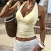 Y2K Halter Neck Cami Top For Women, Sexy Solid Color Sleeveless Shirt For Clubwear And Summer Fashion_ecoleips.com
