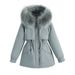 Women's Fleece-Lined Parka Jacket Winter Short Coat With Fur Hood, Thick Warm Outerwear For Cold Weather"_ecoleips.com