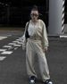 2025 Casual Women Street Style Sleeve Hooded Cardigan Elastic Long Pants Two Piece Set_ecoleips.com