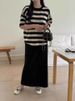 K New Women's Fashion Set Short Sleeve T-shirt+High Waist Half Skirt Two Piece Set. No Necklaces Or Other Accessories_ecoleips.com