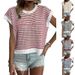 Women's Clothing New Fashion Striped Sweater Casual Contrast Color Bat Sleeve Round Neck Sweater_ecoleips.com