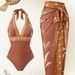 European And American Style Slimming Cross-Over One Piece Swimsuit High-End Beach Set Wrap Skirt in Stock for Women_ecoleips.com