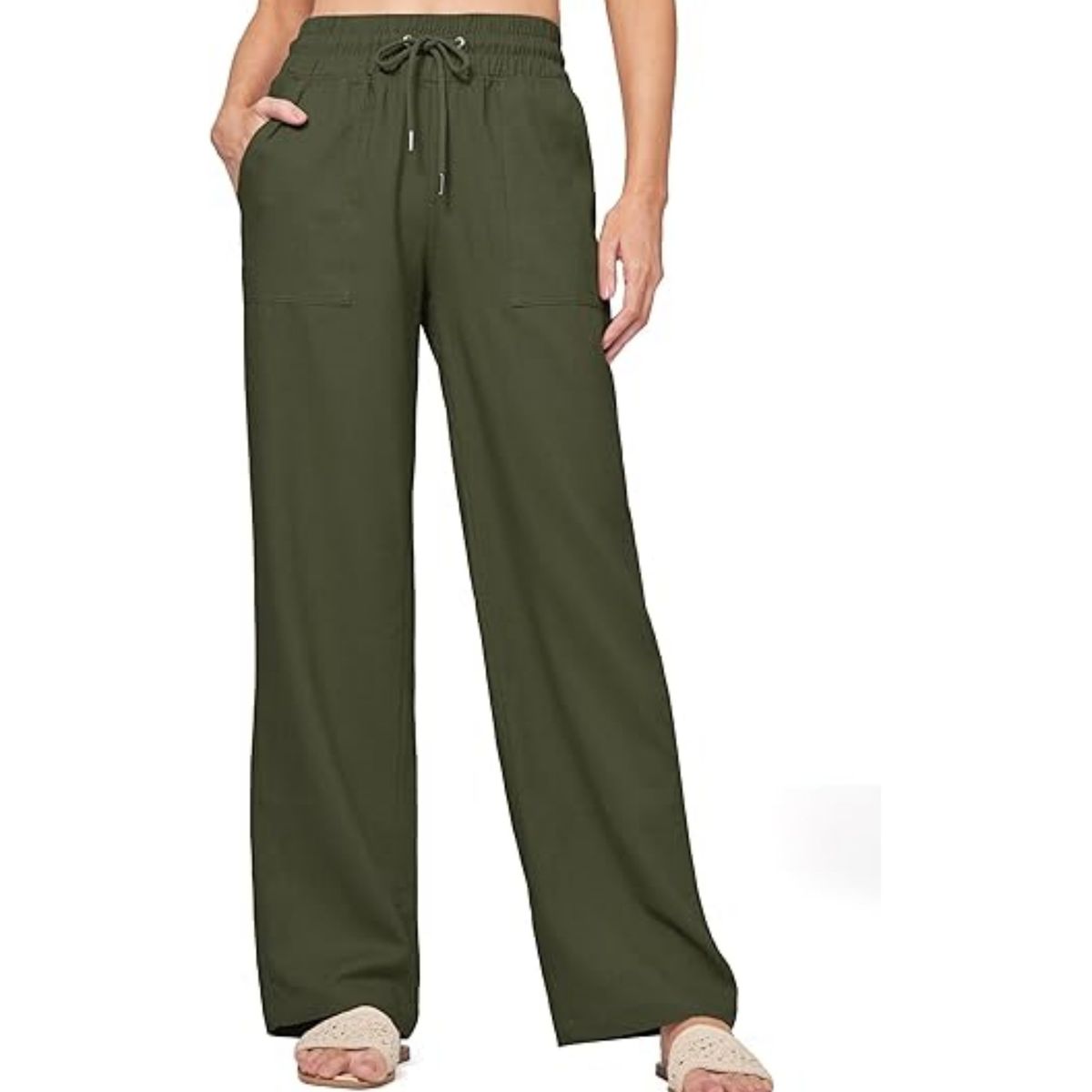 Women's Clothing Pants Wide Leg Casual Wide Leg Pants Cotton Linen Casual Beach Summer Pants With Pockets_ecoleips.com