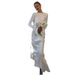 Women's Clothing New Elegant Temperament Solid Color Backless Satin High Slit Trumpet Sleeve Long Sleeve Dress_ecoleips.com