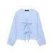 Women's Clothing Striped Poplin Round Neck Shirt For Women With Bow Decoration Spring Fashionable Top For Formal & Casual For Women_ecoleips.com