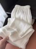 Aria Basics Loose Cotton Wide-Leg For Women High-End White Linen Summer Thin Elastic Waist Casual Long Pants_ecoleips.com