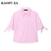Verve KAOPU ZA Style 2025 Spring Summer Women's Bowknot Decorated Turn-down Collar Short Sleeve Shirt Fashionable Design_ecoleips.com