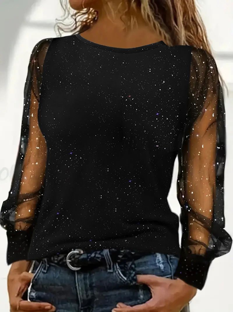 Women's Long Sleeve Loose Crew Neck Casual T-Shirt Top_ecoleips.com
