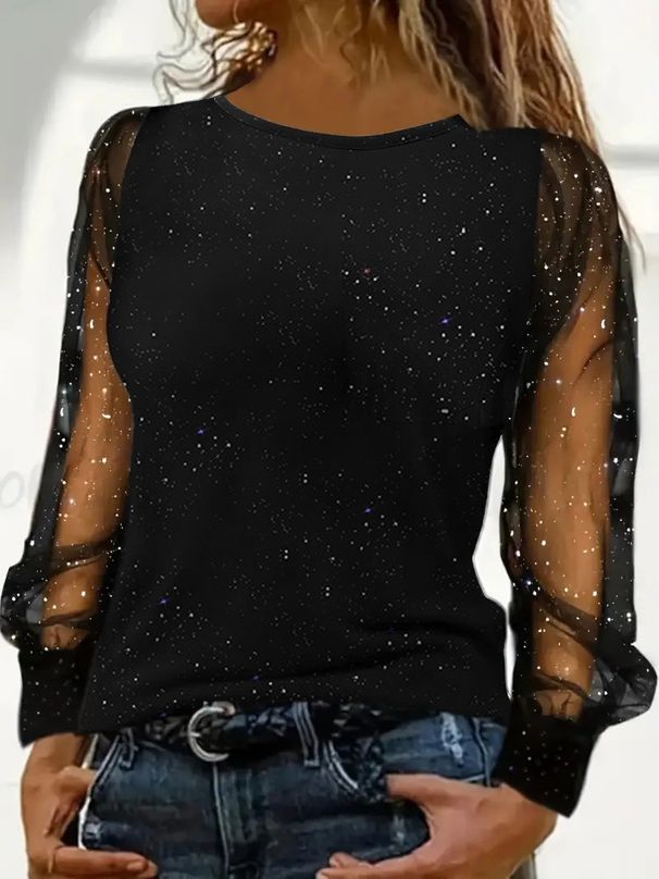 Women's Long Sleeve Loose Crew Neck Casual T-Shirt Top_ecoleips.com